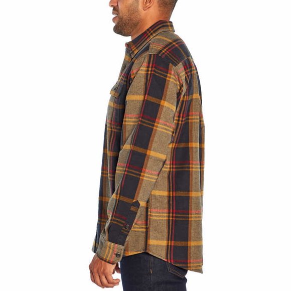 Orvis Men’s Brown Flannel Shirt Cotton Collar and Cuff Lining Warm Heavyweight - Picture 3 of 5